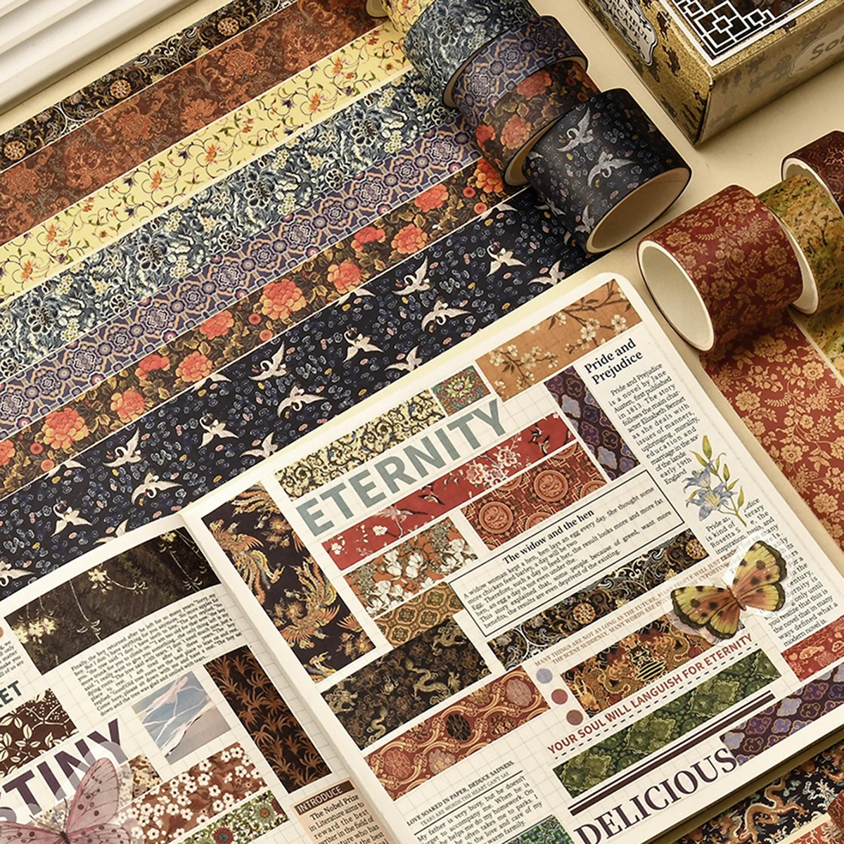 12 Rolls Vintage Floral Washi Tape Set, Decorative Tape for Scrapbooking Journaling DIY Handmade Gift School Supplies - view 6