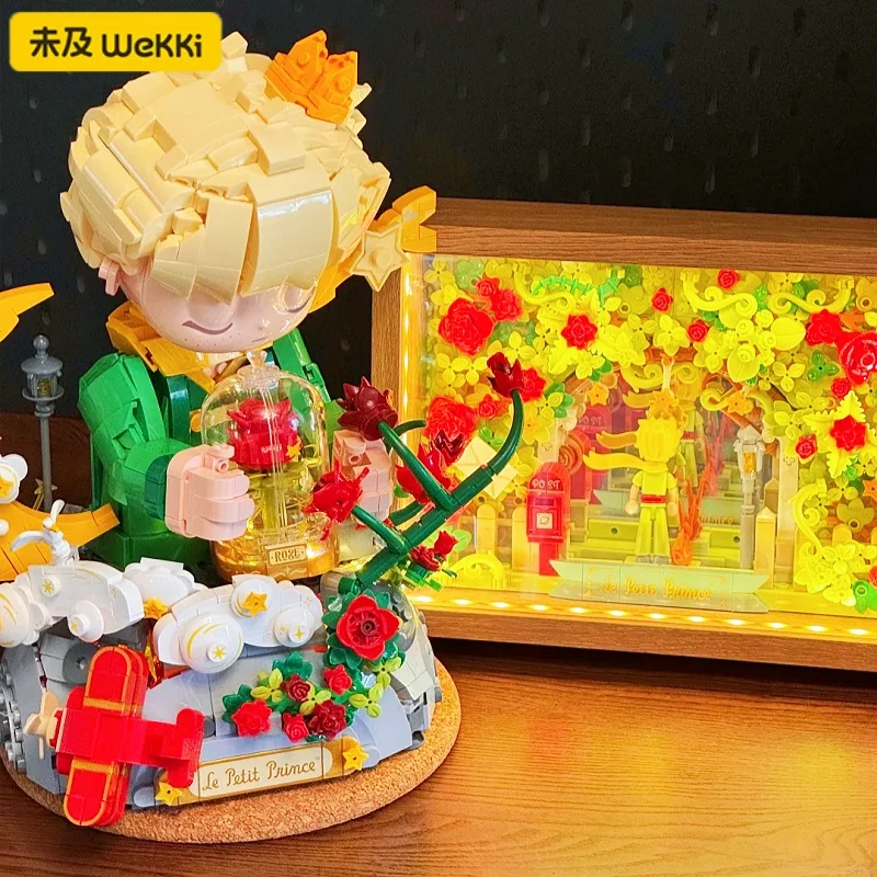 

Wekki Little Prince Rose Building Blocks Abyss Mirror Photo Frame Model Creative Assembly Ornaments Collection Gifts Kits