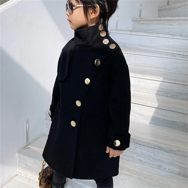 Boys Woolen Coat Overcoat Jacket Windbreak 2024 Red Warm Plus Thicken Autumn Winter Cotton Christmas Gift Children's Clothing