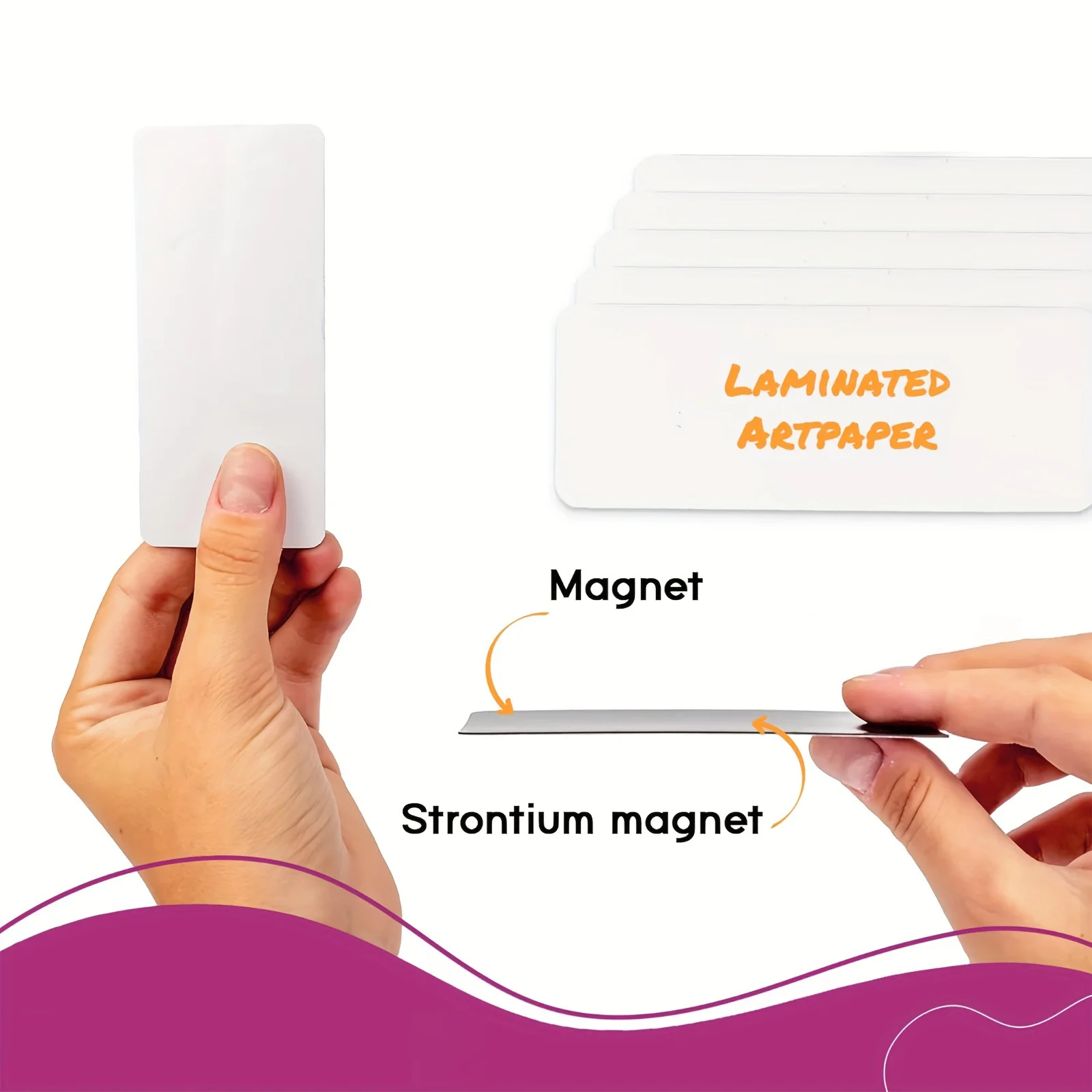 HUSPER 50 Pcs Reusable White Magnetic Labels 1.2x3.2-Inch Size Locker And Shelf Name Tag Magnets for Office School Organizing