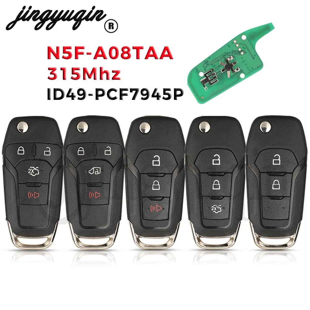 jingyuqin N5F-A08TAA Flip zdalny kluczyk samochodowy 315MHz ID49-7945P Chip do Ford Fusion 2013-2016 Fob 2/3/4 przyciski dostęp bezkluczykowy HU101