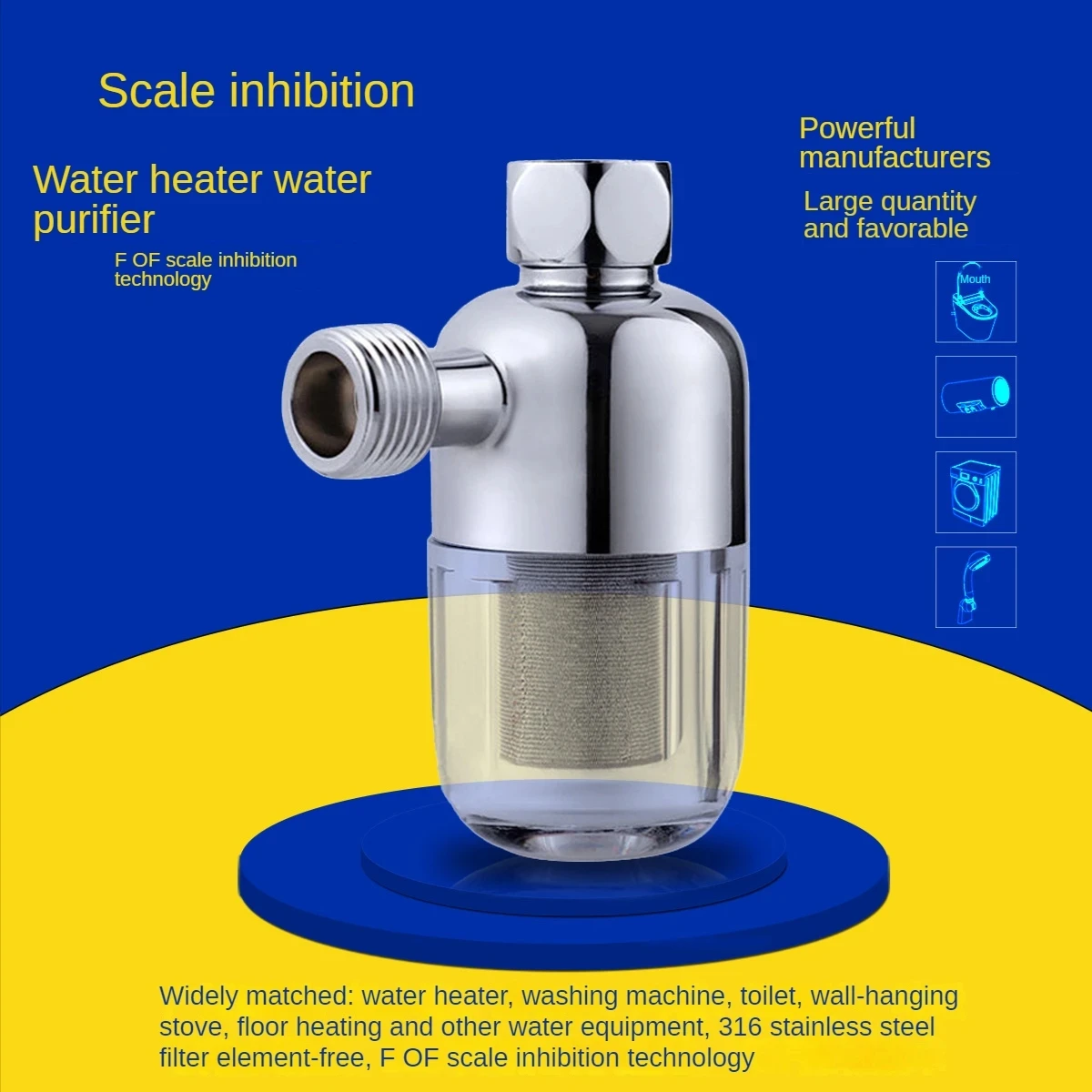 316 Stainless Steel Filter Front Filter Household Inlet Tap Water Shower Anti-Scale Purifier Filter Drinking Water