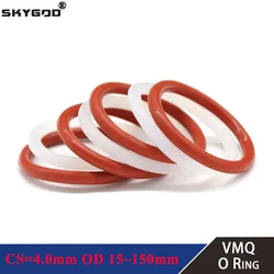 Rosso/Bianco 10 pz VMQ Guarnizione Anello In Silicone CS 4mm OD 12 ~ 150mm Guarnizione O-ring In Silicone Guarnizione In Gomma Per Uso Alimentare O-ring Assortimento Strumenti Hvac