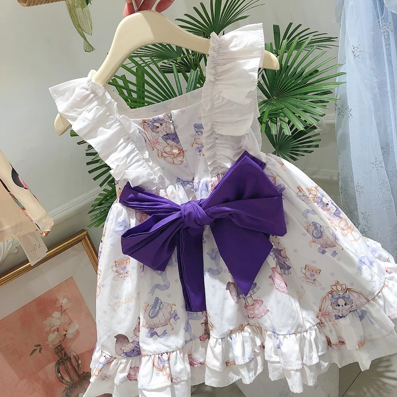 Handmade Quality Cat Pattern Princess Girls' Summer Cotton Lolita Sleeveless Vest Dress Tide Flower Girl Dresses Up