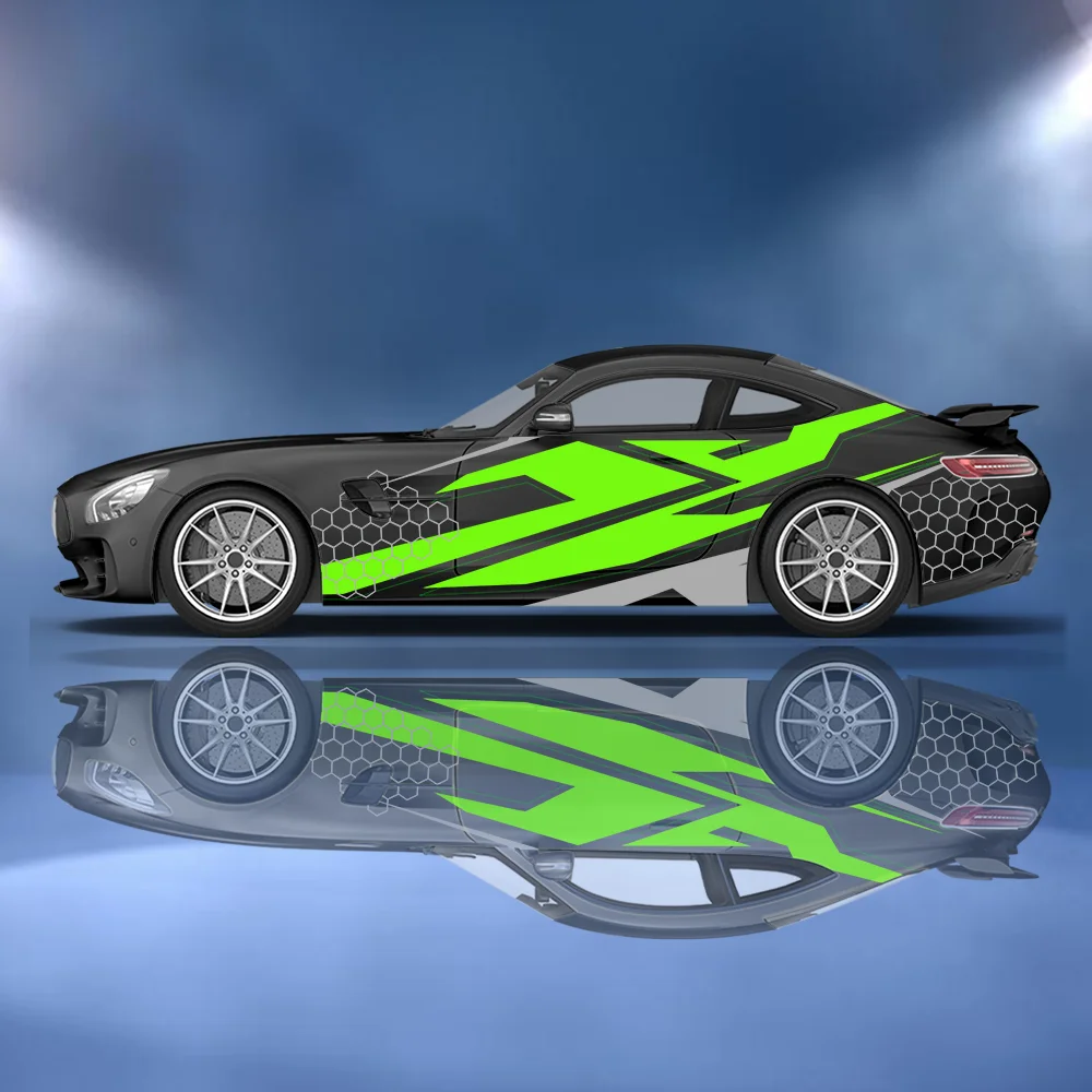 

Сотовые геометрические линии, автомобильные виниловые наклейки, самоклеящаяся наклейка из ПВХ, подходит для грузовиков, внедорожников, декора, автоаксессуары, подарок