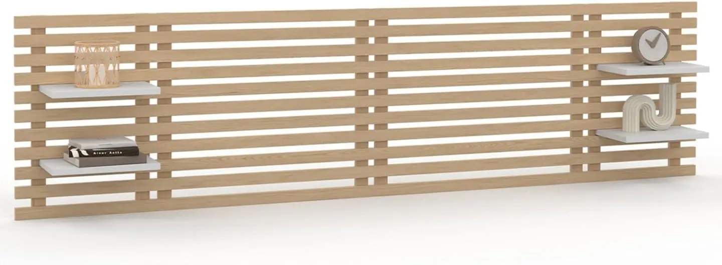 in doghe AVA 240 cm legno chiaro e ripiani bianchi