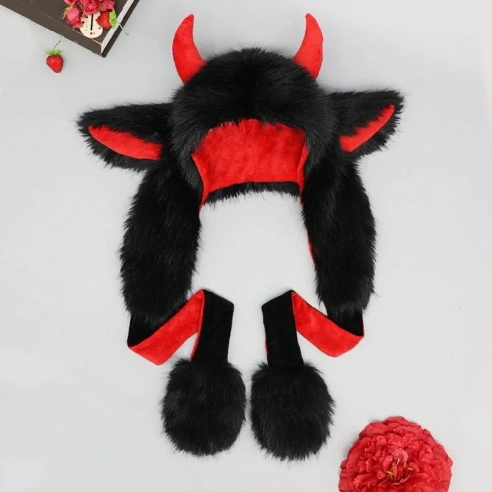 Cozy Warm Reindeer Antler Hat Adjustable Straps Christmas Elk Hat Lightweight Fluffy Texture Ear Protection Cap Daily