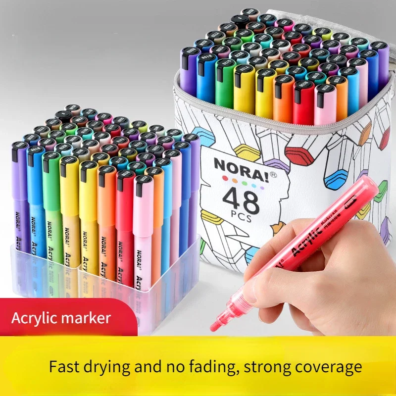 

36/48/60 Acrylic Color Oily Marker Pen Set Student Painting Multi-functional Waterproof Sunscreen Paint Pen Brush Art Supplies