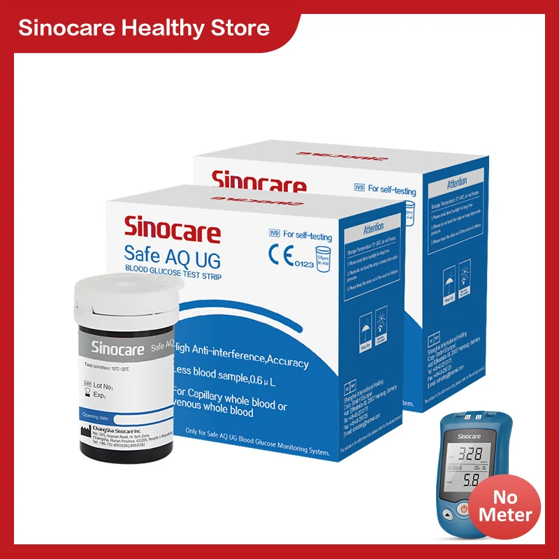 [50PCS/100PCS] Sinocare Blood Glucose Test Strips for Safe AQ UG Only Medical Device