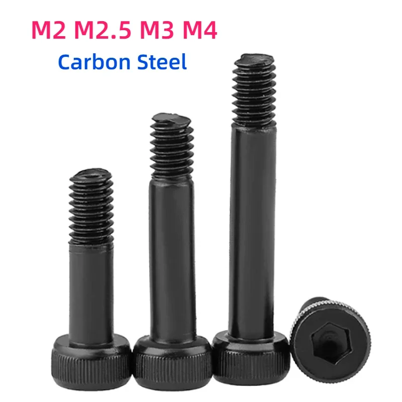 Black Carbon steel Grade 12.9 Semi Thread Hexagon Socket Screws Half-threaded Hex Hexagon Socket Cup Head Bushing Screw M2-M4