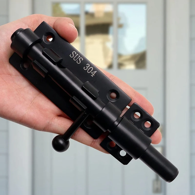 Robuster Schieberiegel-Torriegel mit Vorhängeschloss, horizontaler Riegelriegel, Bodenriegel-Hardware und abschließbarem Schwarz