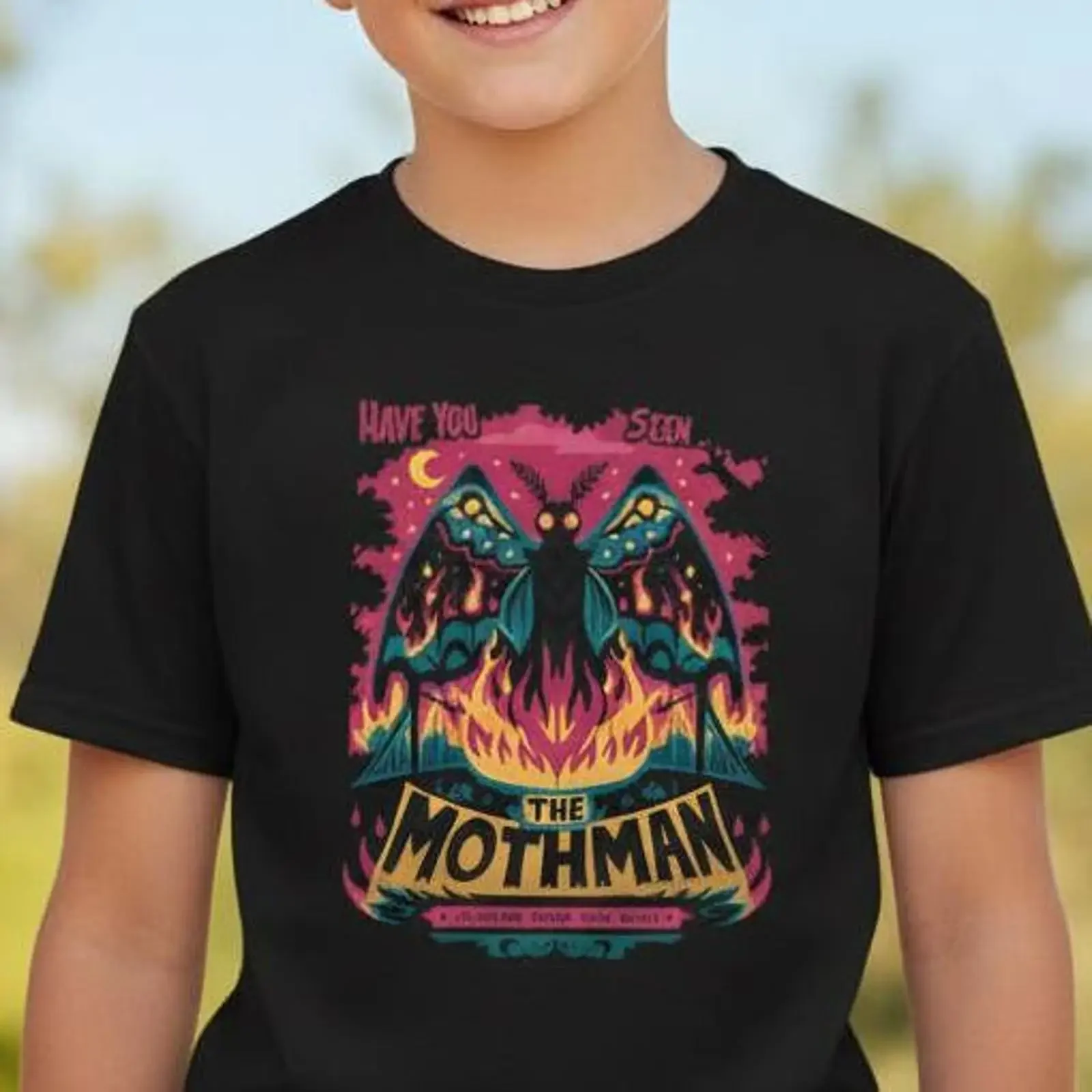 Mothman Kinder-T-Shirt, Cryptid Monster, Jugend- und Kleinkind-Onesie, Vintage-Waschung, modisch, bequem, Unisex, Streetwear