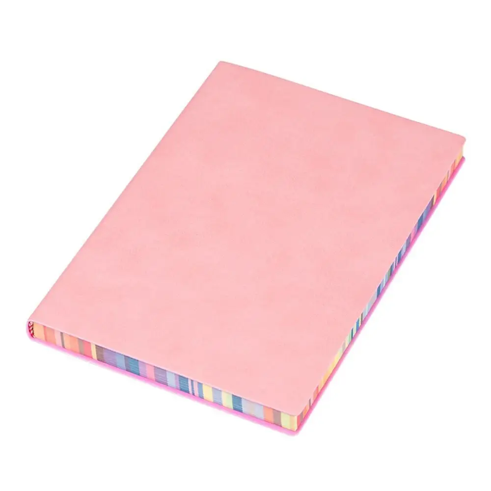 Soft Leather Cover Rainbow Edge Notebook 200 Pages Waterproof Work Meeting Record Book Thickened Horizontal Line