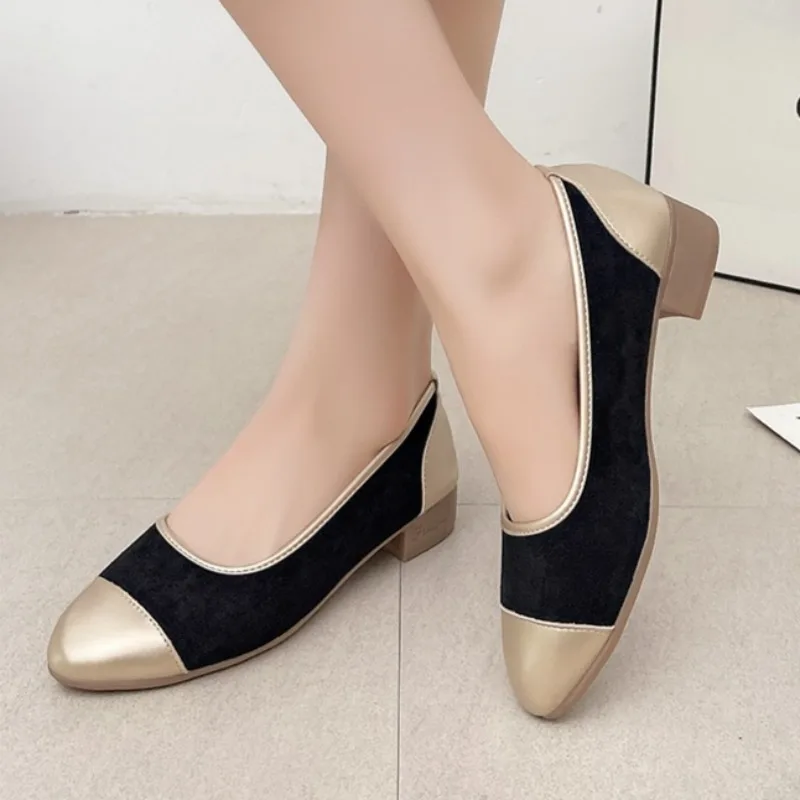 

Французские женские туфли на толстом каблуке с круглым носком, новинка весны 2023 года, легкая износостойкая пригородная обувь в стиле ретро с неглубоким горлышком