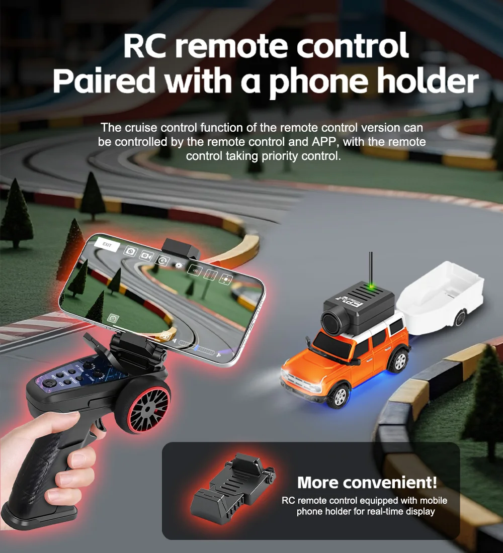 RC Cars 1:64 Mini 6405 HD Camera RC Racing Car Toy 120° Wide Angle 2.4G 720P Single Antenna Mobile APP Control Dual