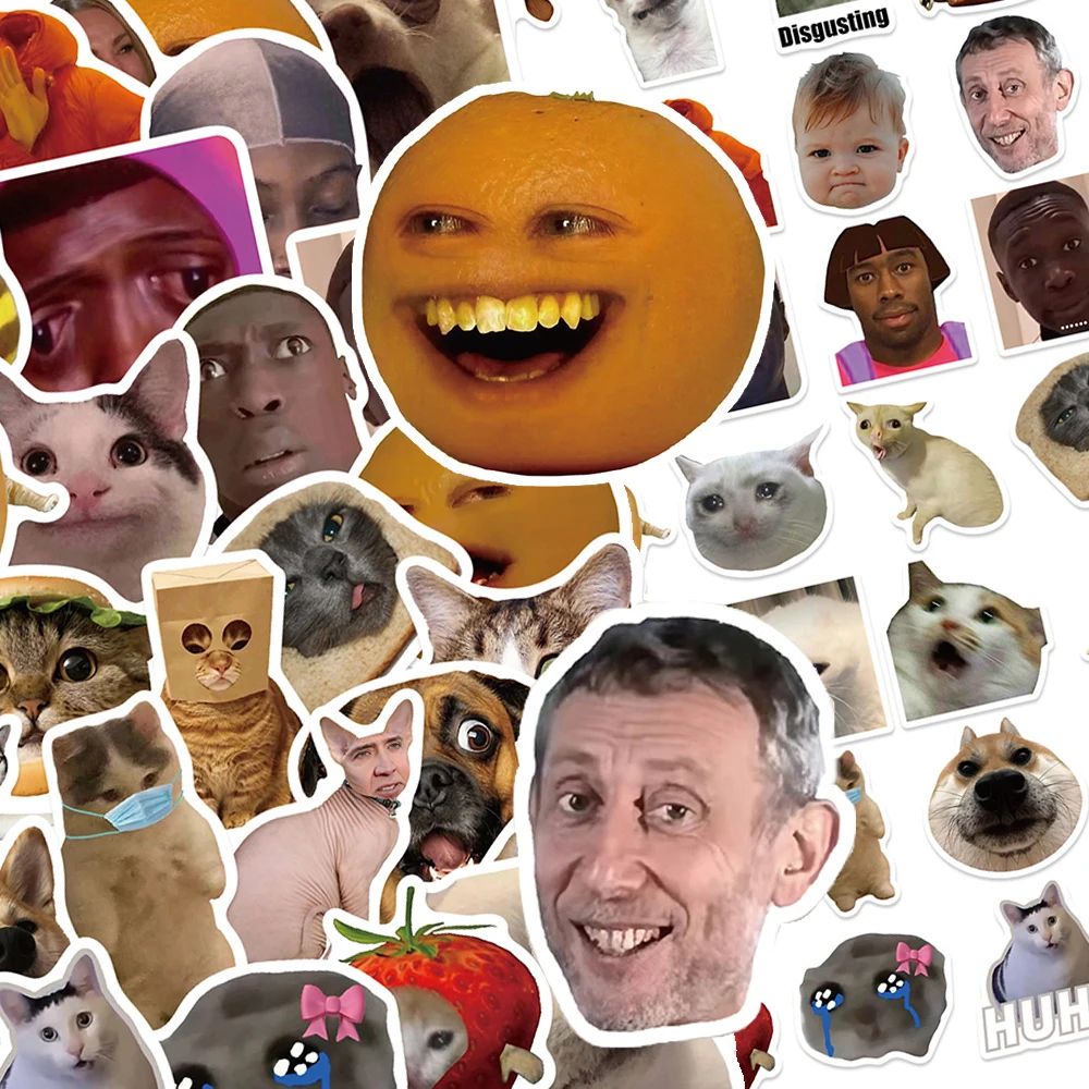 

10/30/50pcs Funny Creative Cat Dog Meme Stickers Spoof Character Expression Cartoon Decals DIY Suitcase Phone Laptop Sticker Toy
