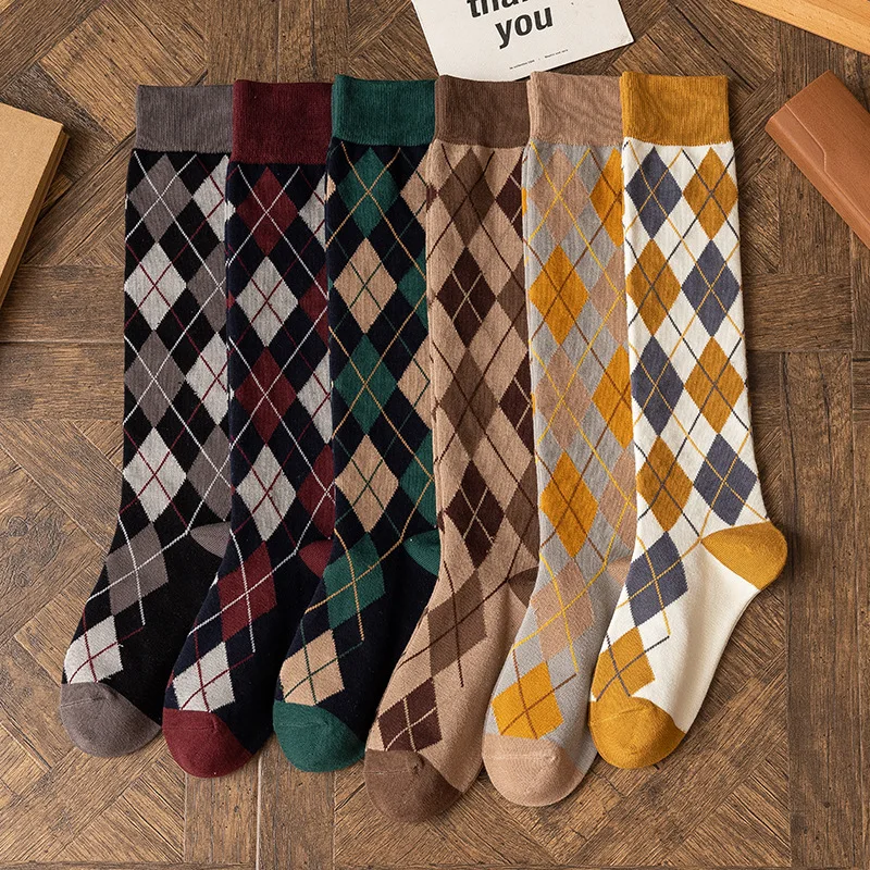 

Fashion Plaid Women Stockings Long Socks Stockings Women College Style Knitted Cotton Knee Socks Stockings Japanese School Girls