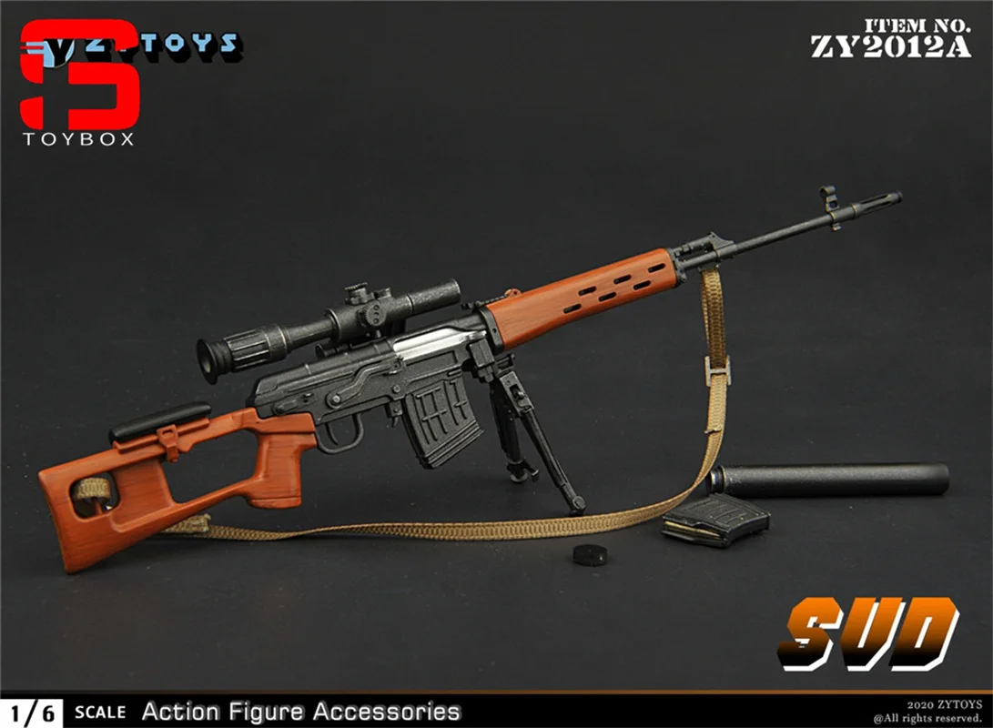 ZYTOYS ZY2012 1/6 SVD SVDS Sniper Rifle Gun Model 20cm Plastic Weapon Scene Accessories Props For 12" Soldier Action Figure Body