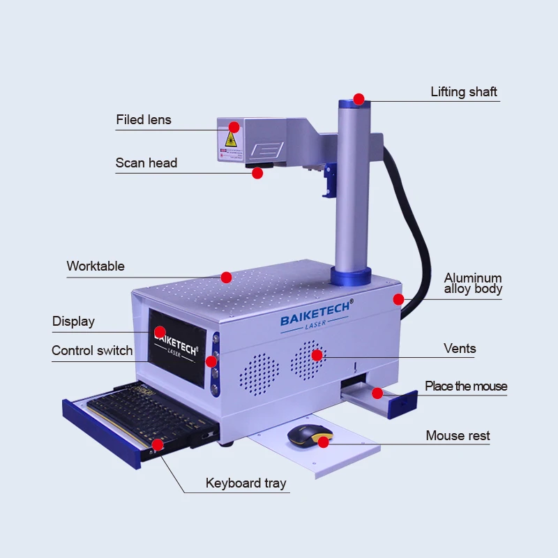 TH-450S 20W/30W Raycus Desktop Fiber Laser Marking Engraving Machine for Metal Stainless Steel Copper Aluminum Plastic