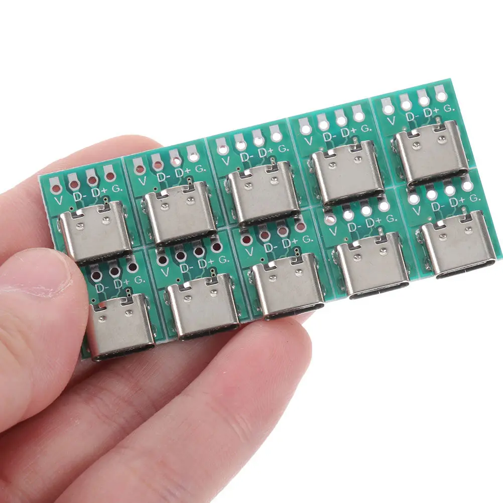 

20Pcs USB C Connector Board DIY Zinc Alloy Pcb Converter Board 3.1 Type C Female Socket Connector for Data Line