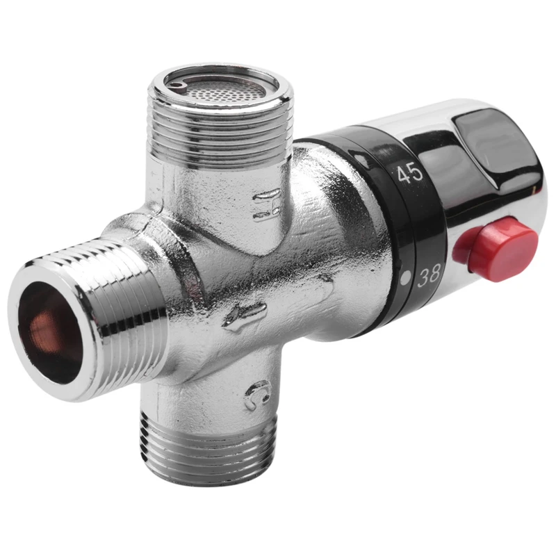 

Solid Copper 3-Way Thermostatic Mixing Valve 3/4 Inch Solar Water Heater Valve Regulating Temperature Control Valve