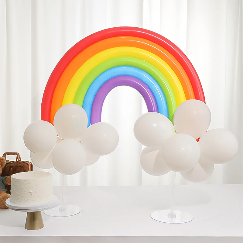 Rainbow Clouds Birthday Decoration Scene Layout Balloons Children's One-Year-Old Macaron Color Cute Party Arch