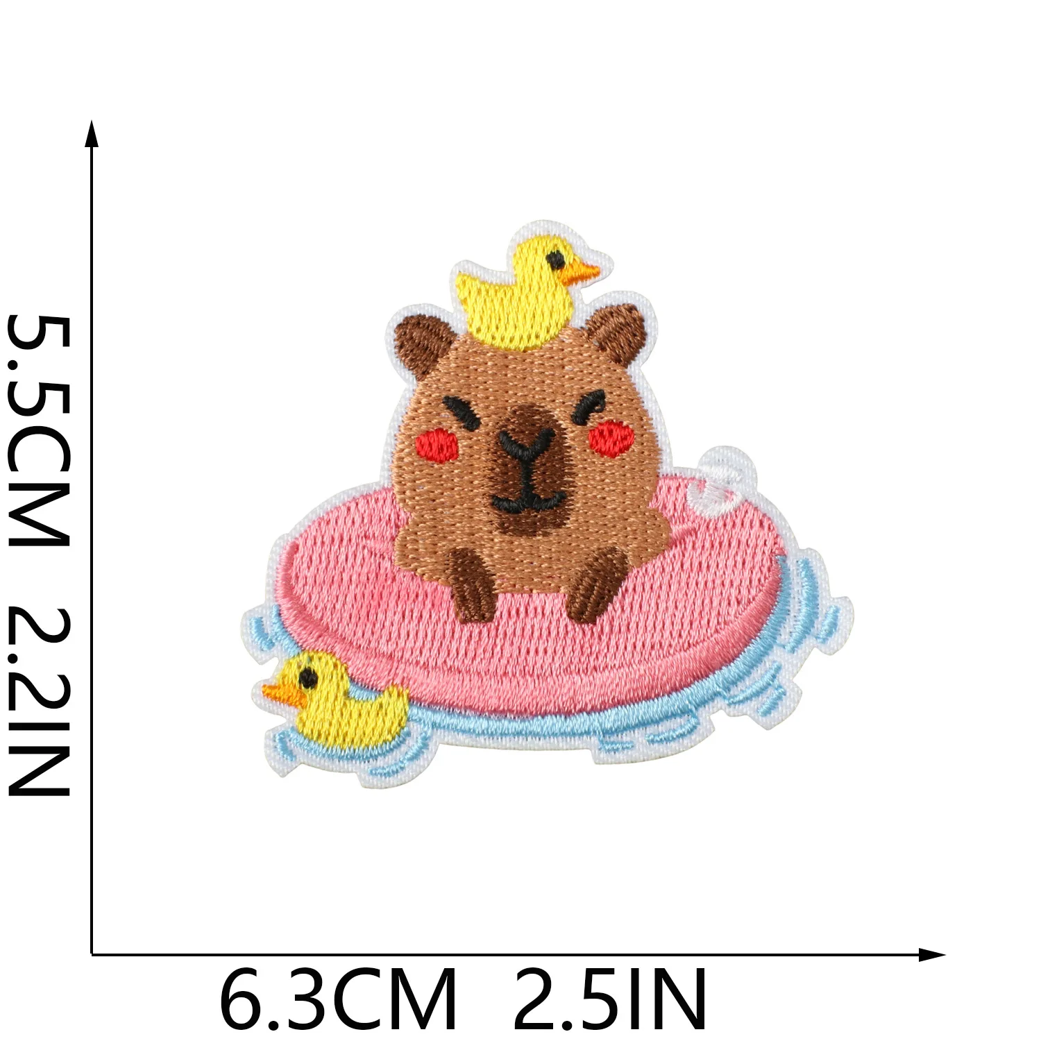 1PCS Surf Kapibara Embroidery Cloth Sticker Cute Groundhog Patch Children's Clothes Decoration Cartoon Embroidery Patch