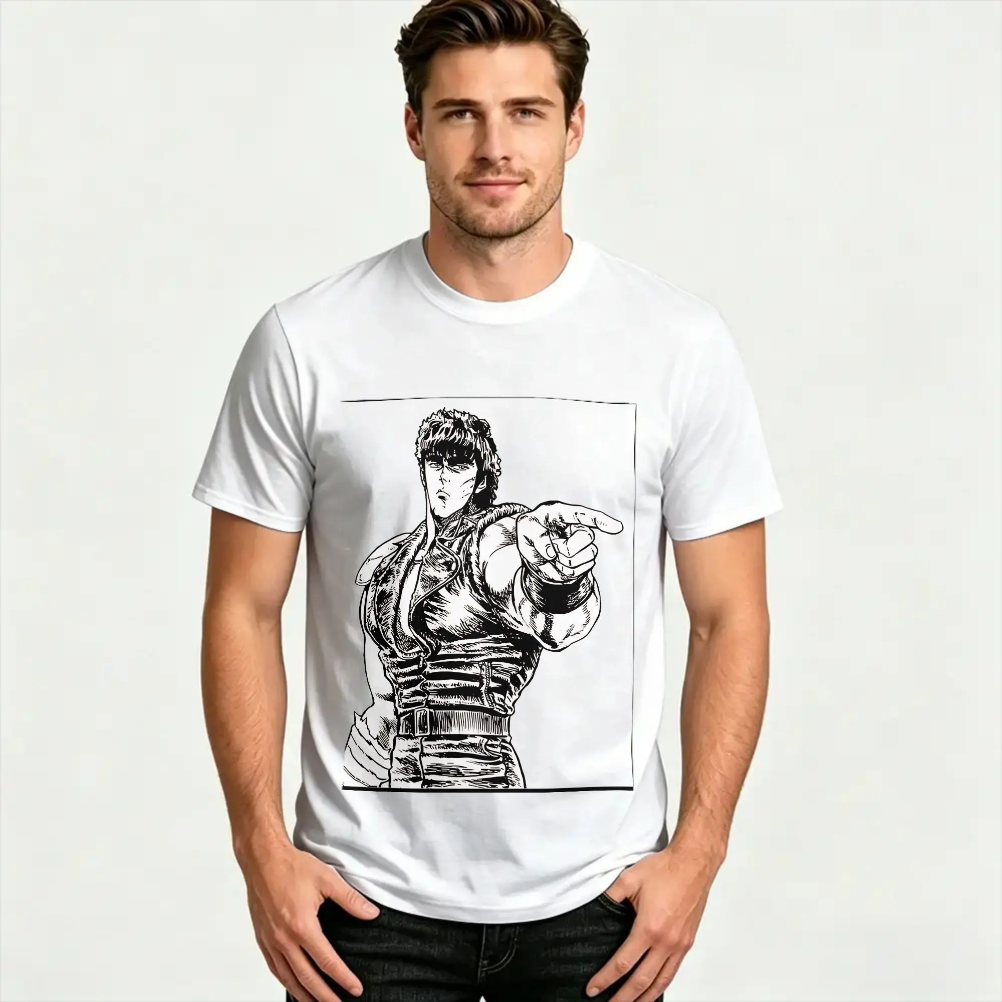 Fist of the North Star  T Shirt Omae Wa Mou Shindeiru  100% Cotton Tops Funny Short Sleeve Crewneck Tees Gift Idea T-Shirt