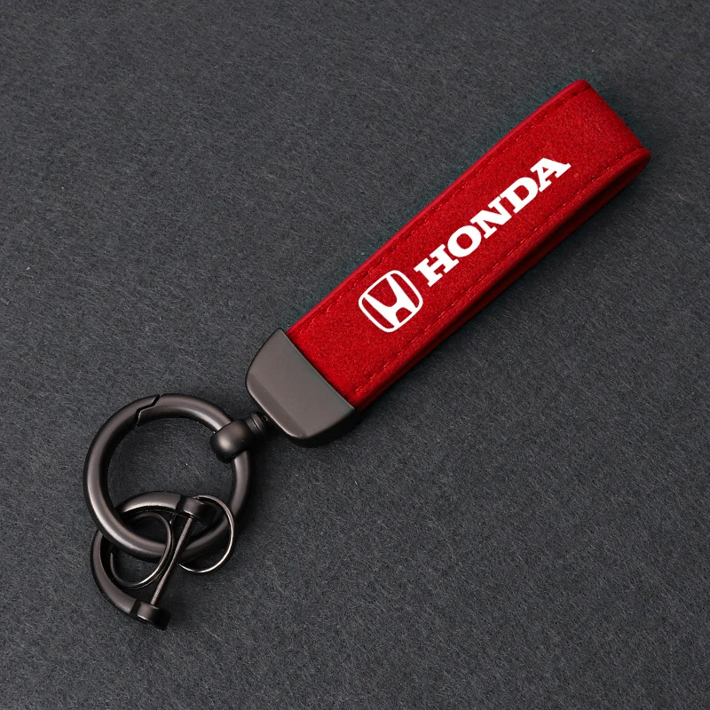 Suede Keychain Car Emblem Keyring Pendant Auto Accessories For Honda CRV Civic Accord FIT Odyssey HRV Stepwgn Insight Vezel City