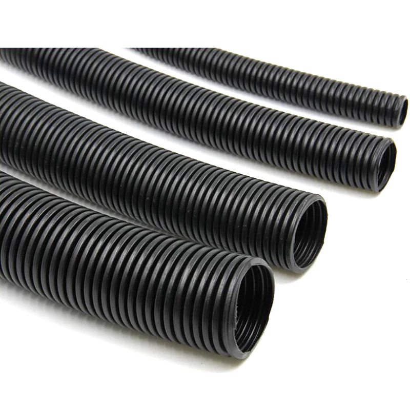 Flexible Insulate Black Polyethylene Corrugated Tube Hose Pipe 7/10/13/15/21/25mm Dia Cable Conduit Plastic Split Tubing 10m