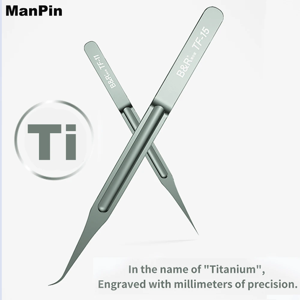 

Titanium Tweezers SMT SMD BGA Soldring Microscope Operation Computer Phone Repair Nonmagnetic No Rust Acid Resistant Non-Slip