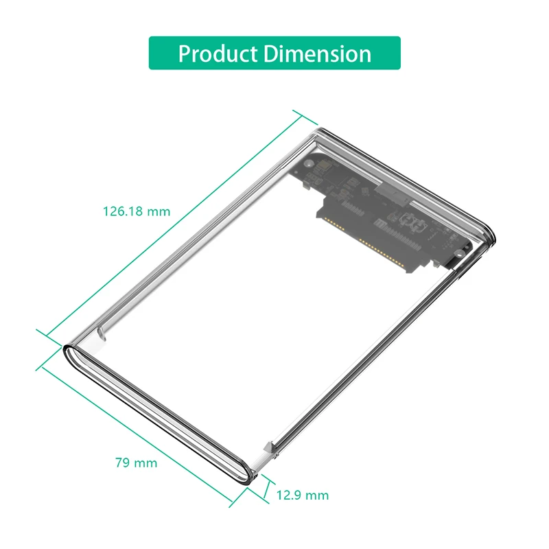新型2.5インチSATA HDD/SSDエンクロージャー ポータブル2.5インチハードドライブディスクエンクロージャー USB3.0 - SATA変換 外付けHDD 透明プラスチックケース