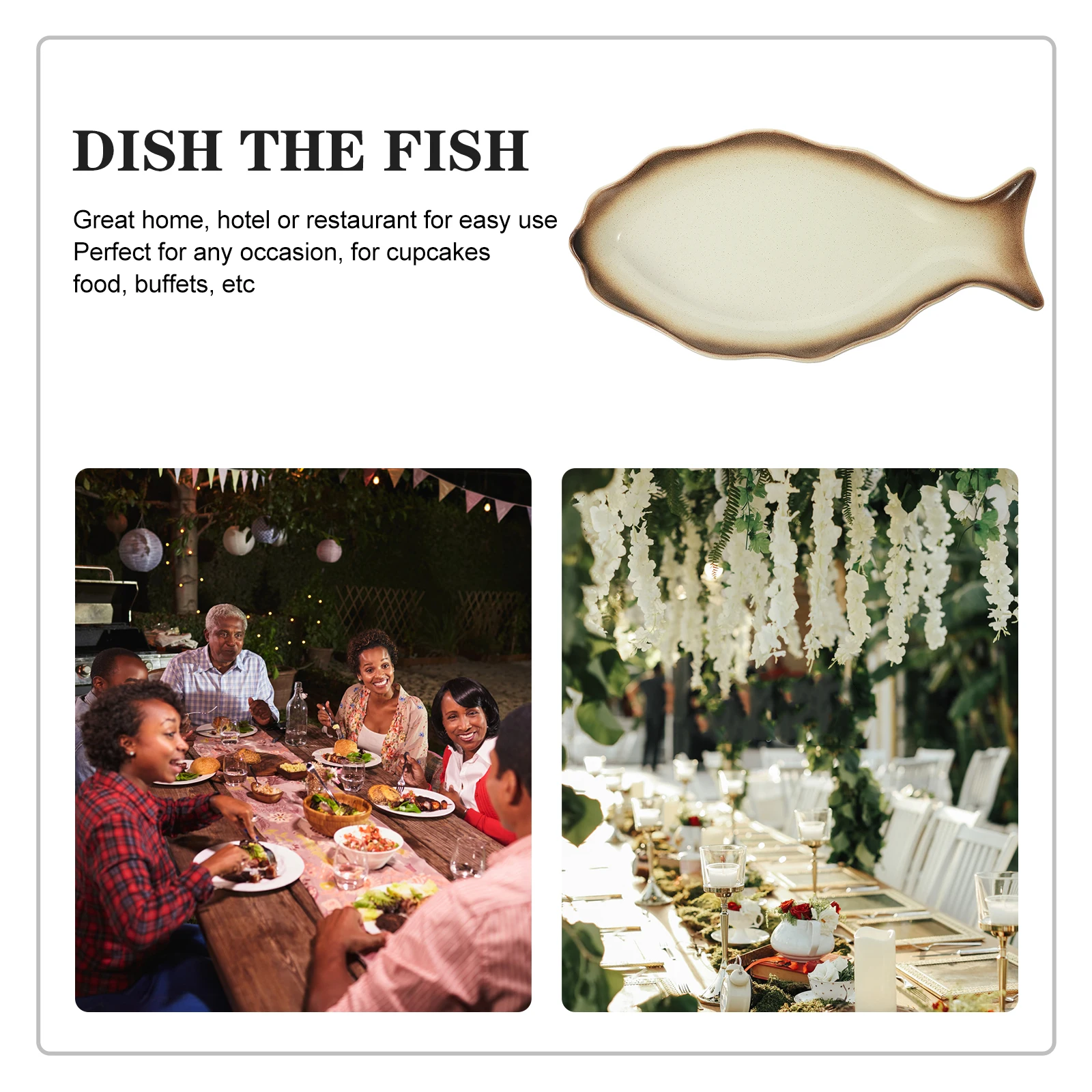 

Fish Shaped Serving Platter Ceramic Plate Japanese Dinner Plates Holiday Dessert Dish