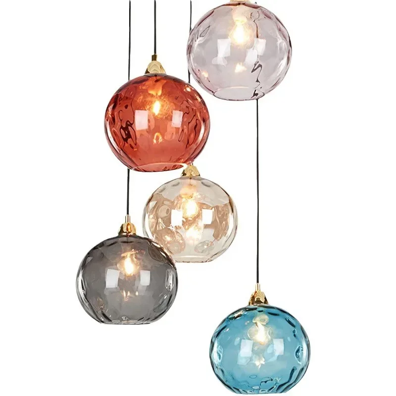 

Nordic Modern Glass LED Pendant Light Minimalist Glossy Finish Hanging Ceiling Lamp Dining Room Bedroom Colorful Home Decor