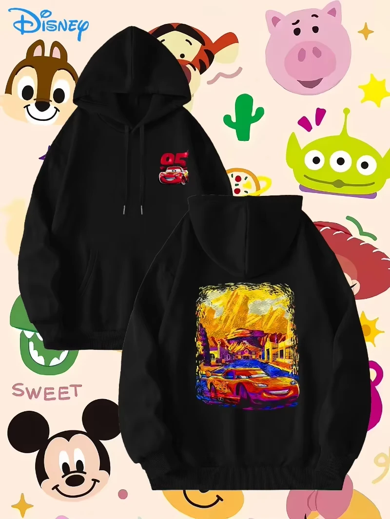 

Disney Cars Lightning McQueen Hoodie - 95 Graphic Printed Loose Fit Drawstring Hoodie and Kangaroo Pocket Fall/Winter Casual