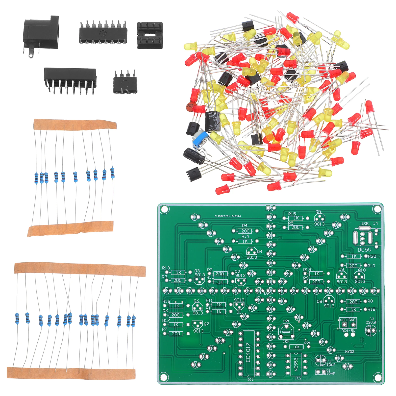 

DIY Explosion Light Kit with Speed Control Flowing Red Yellow Leds Soldering Practice for Adults Large Pads Electronic Learning