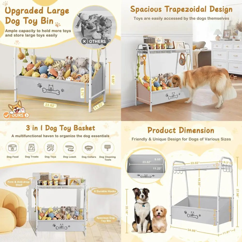 

Большая корзина для хранения игрушек для животных - органайзер 23.6x11.2x9.7 для аксессуаров для собак и кошек