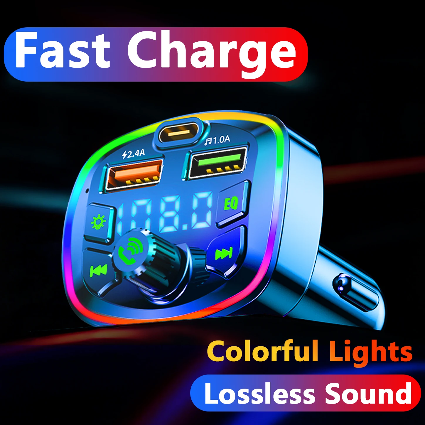 شاحن سيارة لاسلكي سيارة مشغل MP3 FM الارسال Bluetooth5.0 المزدوج USB ميناء PD شحن سريع الأيدي الحرة دعم TF بطاقة U القرص