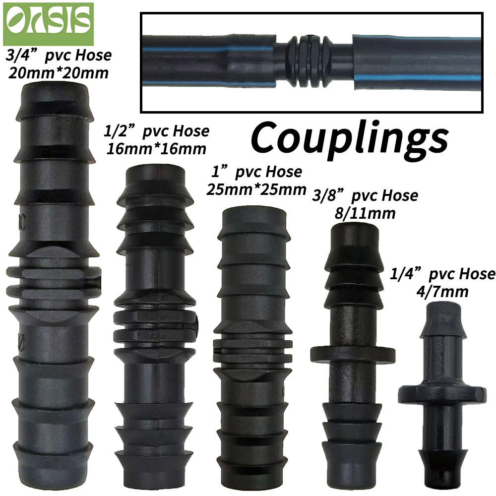 OASIS 1/4'' 3/8'' 3/4'' 1'' Garden Water Barbed Coupling Connecter DN16 DN20 DN25 Straight Adapter Micro Drip Irrigation Fitting