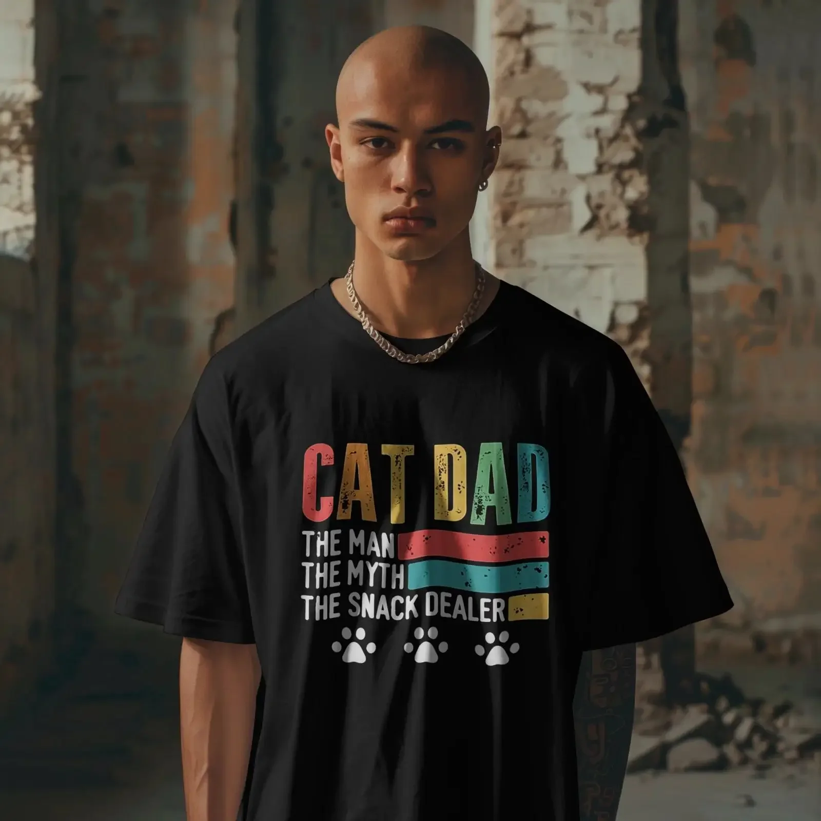 Daddy Cat T Shirt The Man Myth Snack Dealer Funny vintage Washed fashion Soft Stretched streetwear Unisex Slightly Stylish