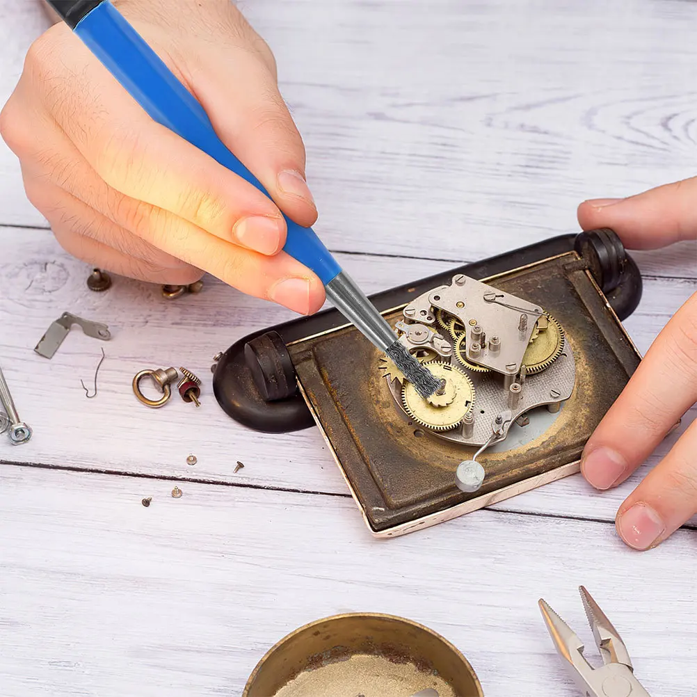 

2Pcs Cleaning Processing Pen Scratch Brush Comfortable Handle for Watch Jewelry Coin Electronic Scratch Brush Coin Cleaning Kit