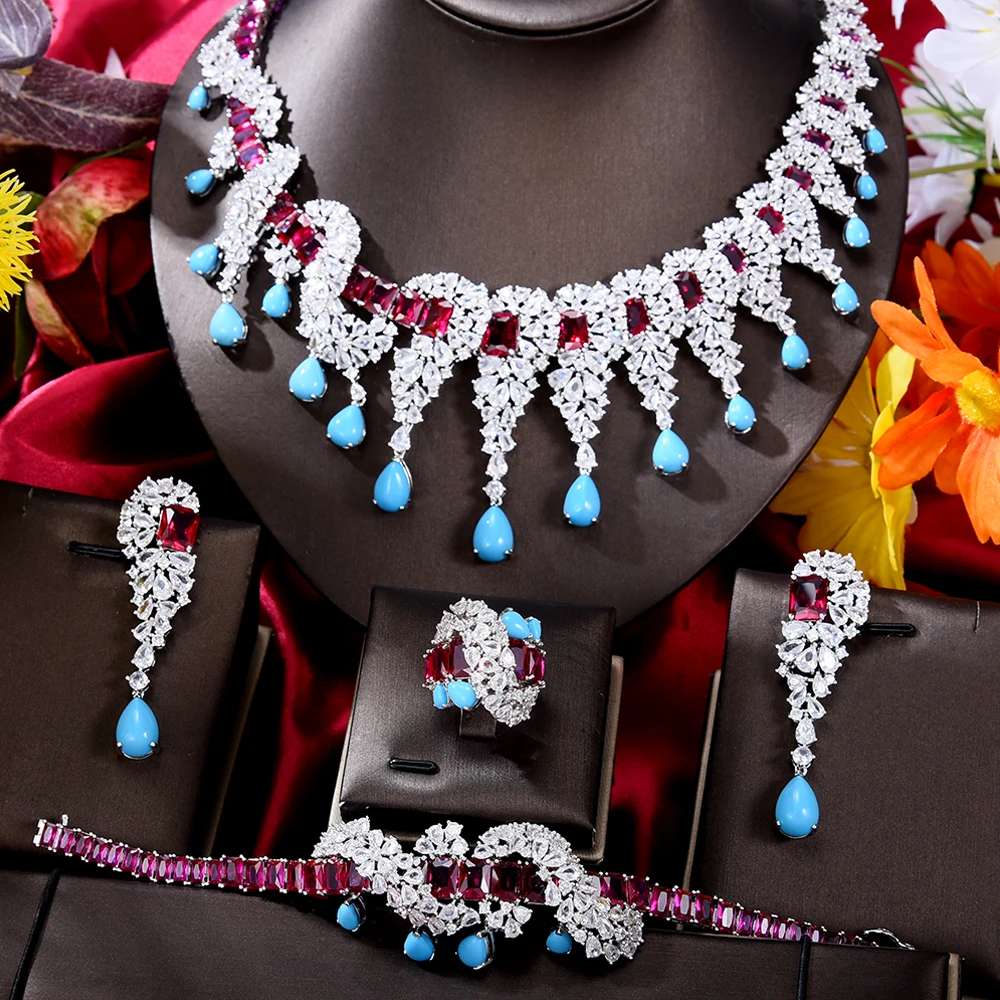 

Missvikki Original Trendy Shiny 4pcs Waterdrop Jewelry Sets For Women Party Show Bridal Wedding Accessories Gift High Quality