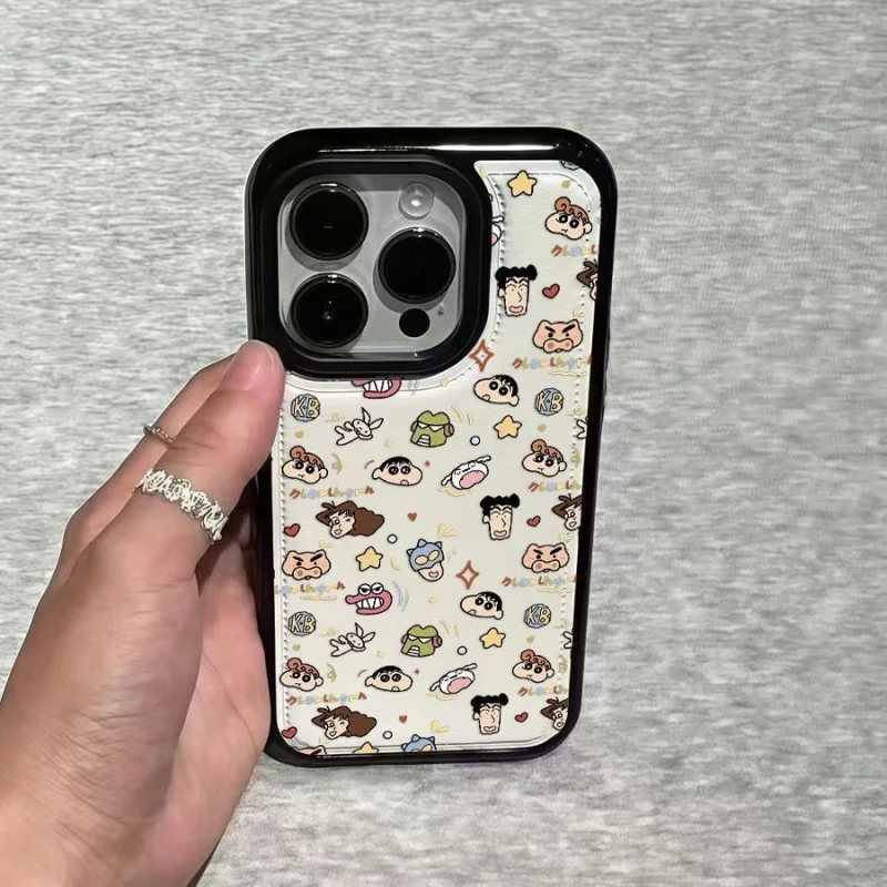 فاخر لطيف الكرتون تلوين شين تشان Nohara Misae Nohara Hiroshi حافظة هاتف جلدية آيفون 12 13 14 15 16 17 برو ماكس غطاء #5