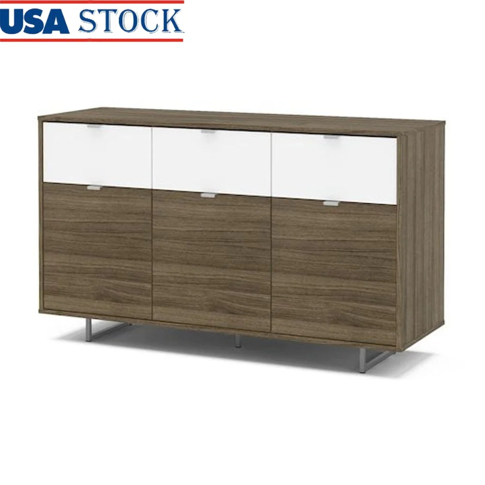 

Montana Modern Sideboard with 3 Doors 3 Drawers Kitchen Living Room Storage Engineered Wood Melamine Finish Durable Cabinets and