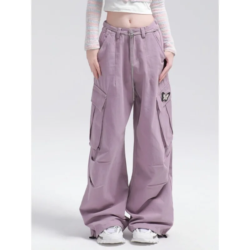 

American Dopamine Butterfly Belt Sweet Cool Overalls Women's Summer Mop Pants