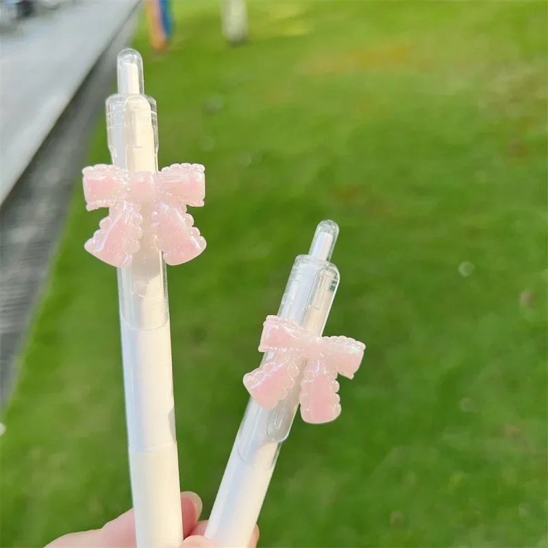 36PCS Girlish Heart Bowknot Summer Light Color Pendant Pen High Color St Head Carbon Pen High Quality Student Pen Black