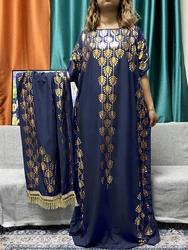 Abayas musulmanas para mujer, apliques de Color puro, bata suelta para mujer, ropa de oración, vestidos africanos de Nigeria con bufanda de chal de 160x80cm