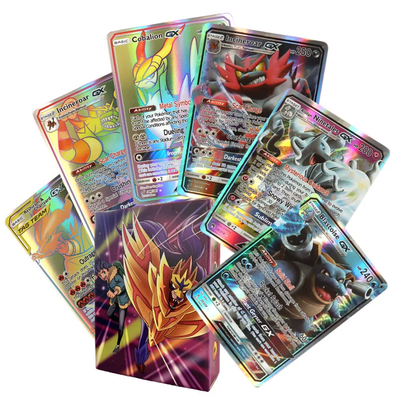 60/100 Stück Englische Pokemon-Karten GX Tag Team Vmax EX Mega Glänzende Spielkarten Sammelkarten Spielzeug Kindergeschenke