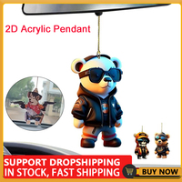 Bear Car Ornament Rearview Mirror Car Decoration Cute Bear Ornaments Safe Bear Car Pendant Accessories Reusable Lightweight Car