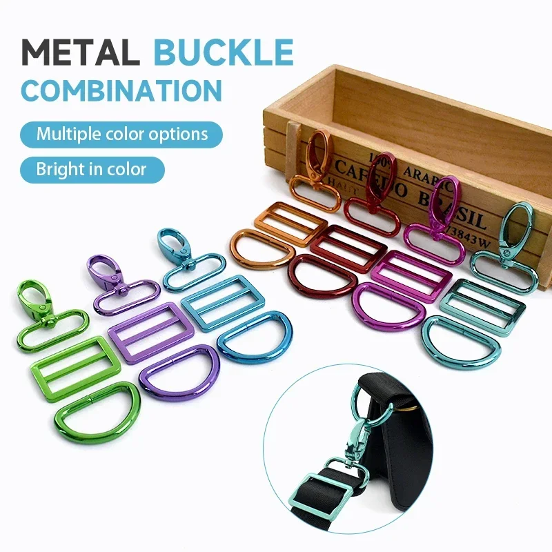 

2/3Set 20-38mm Metal Bag Buckles Lobster Clasp Tri-Glide Slider D Ring Webbing Strap Adjust Buckle Hook DIY Hardware Accessories